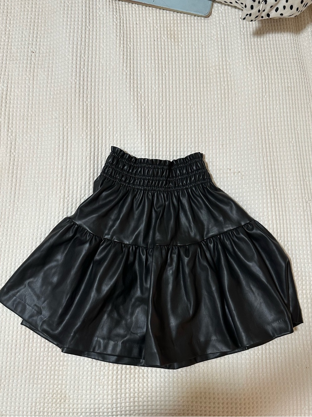 Black Faux Leather Tiered Skirt